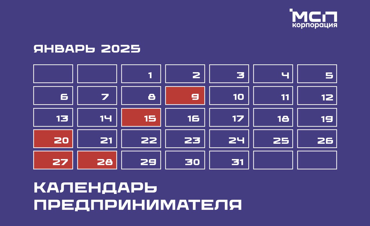 Календарь предпринимателя на 2025 год.